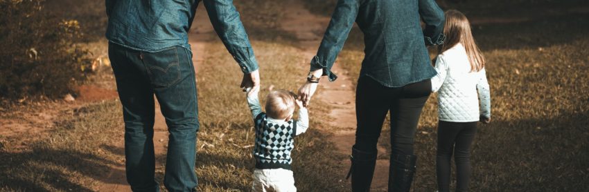 family walking on path